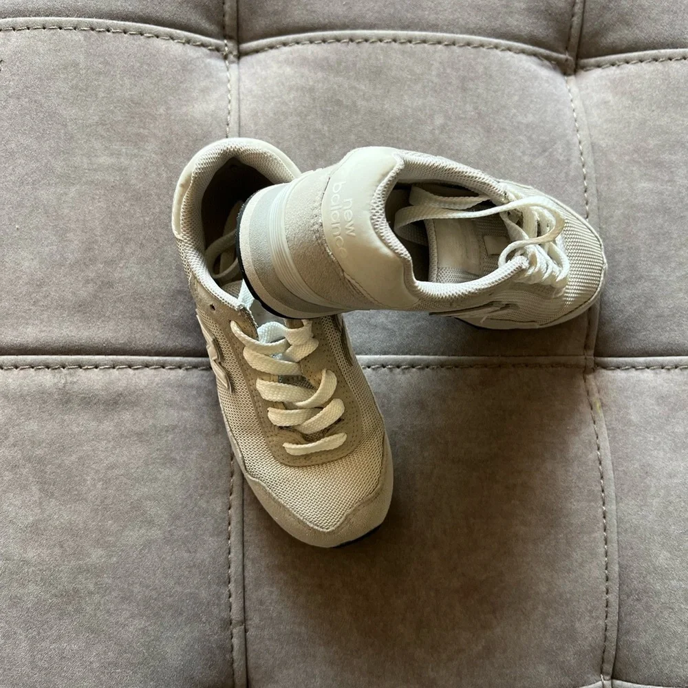 New Balance Beige and White Sneakers